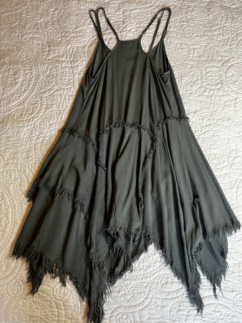 Free People Tattered Up Shred Slip Dress Charcoal Size Small NWOT - Picture 2 of 11